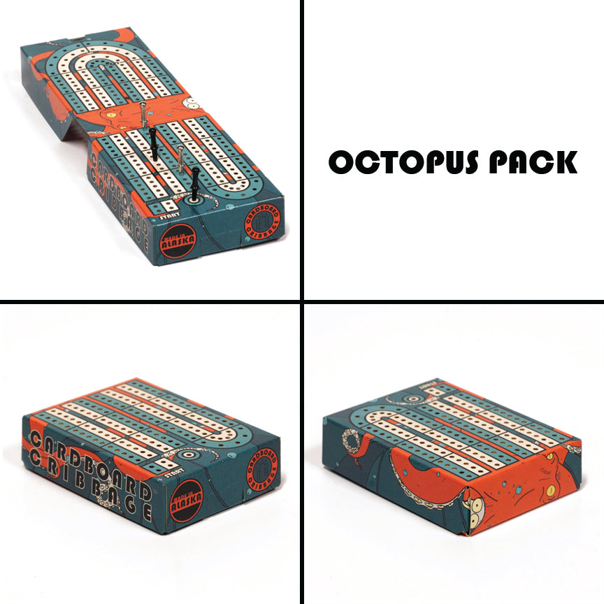 Cardboard Cribbage The Octopus Pack - Travel Cribbage Set