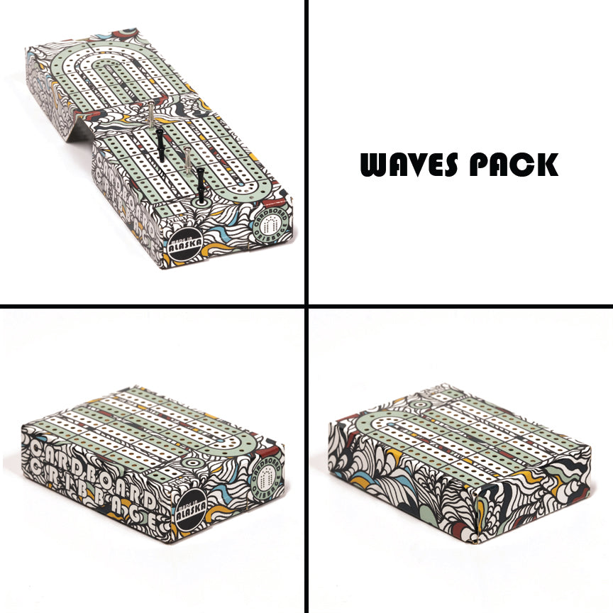 Cardboard Cribbage The Waves Pack - Travel Cribbage Set