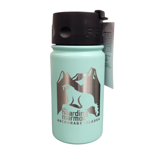 The Hoarding Marmot 12oz Insulated Fifty/Fifty Cool Mint colored Water Bottle.