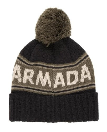 Armada Jacquard Knit Pom Beanie - Black/Sage/Olive