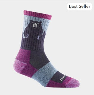 Darn Tough W's Bear Town Micro Crew LW Hiking Socks- Purple - S