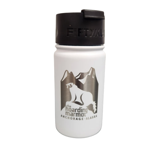The Hoarding Marmot 12oz Fifty/Fifty Steel Insulated Water Bottle- Winter White
