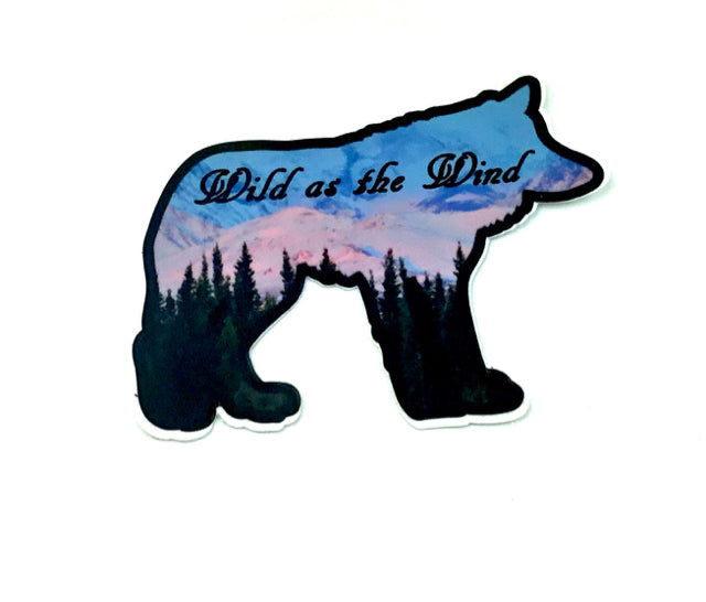 Wild as the Wind Wolf sticker - The Hoarding Marmot