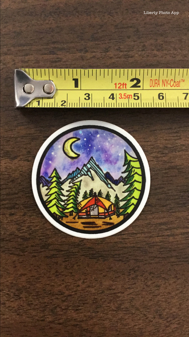 'Small Circle Tent Sticker' Sticker - The Hoarding Marmot